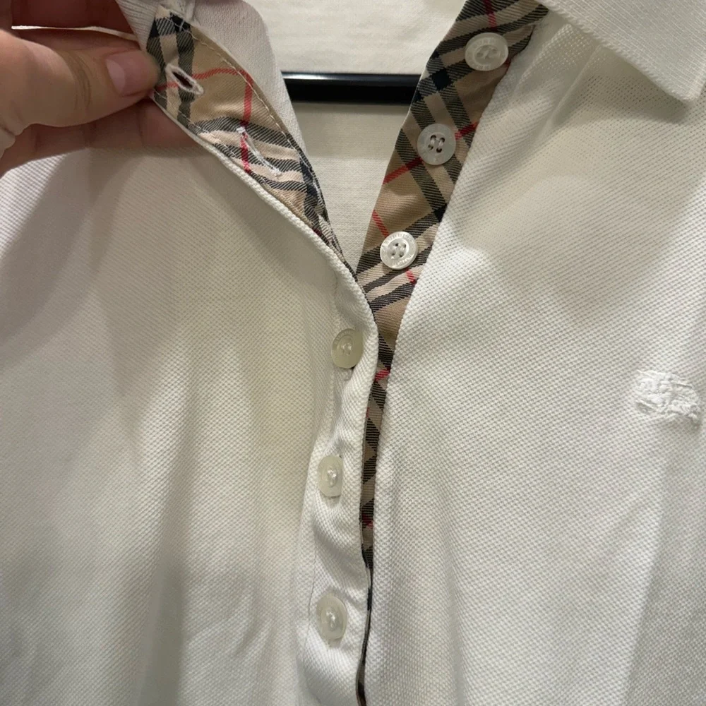 Burberry London white polo classic check print plaid - Picture 3 of 6